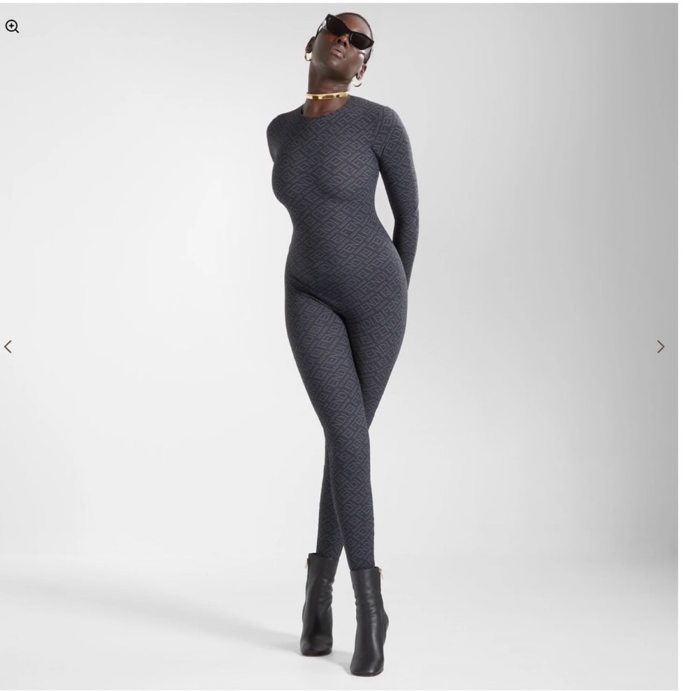 FENDI/SKIMS Black Crewneck Full Onesie